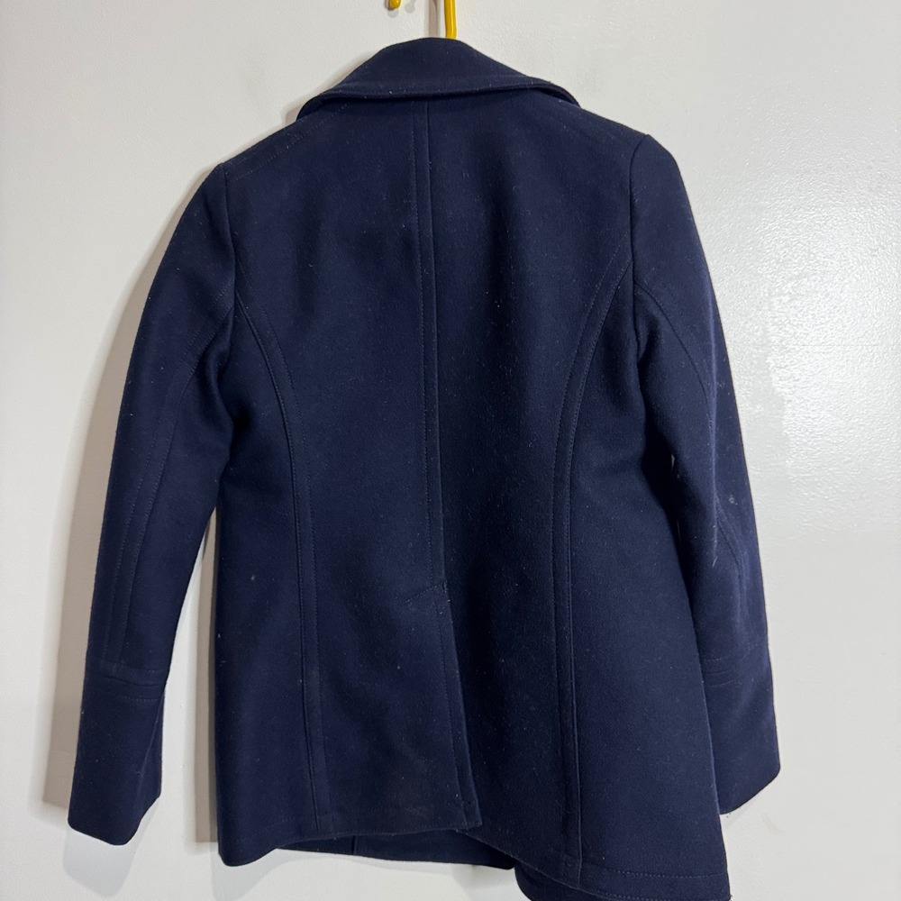J Crew Wool Cashmere Nello Gori Peacoat Navy‎ Double Breasted Women XS 0 - Picture 2 of 8